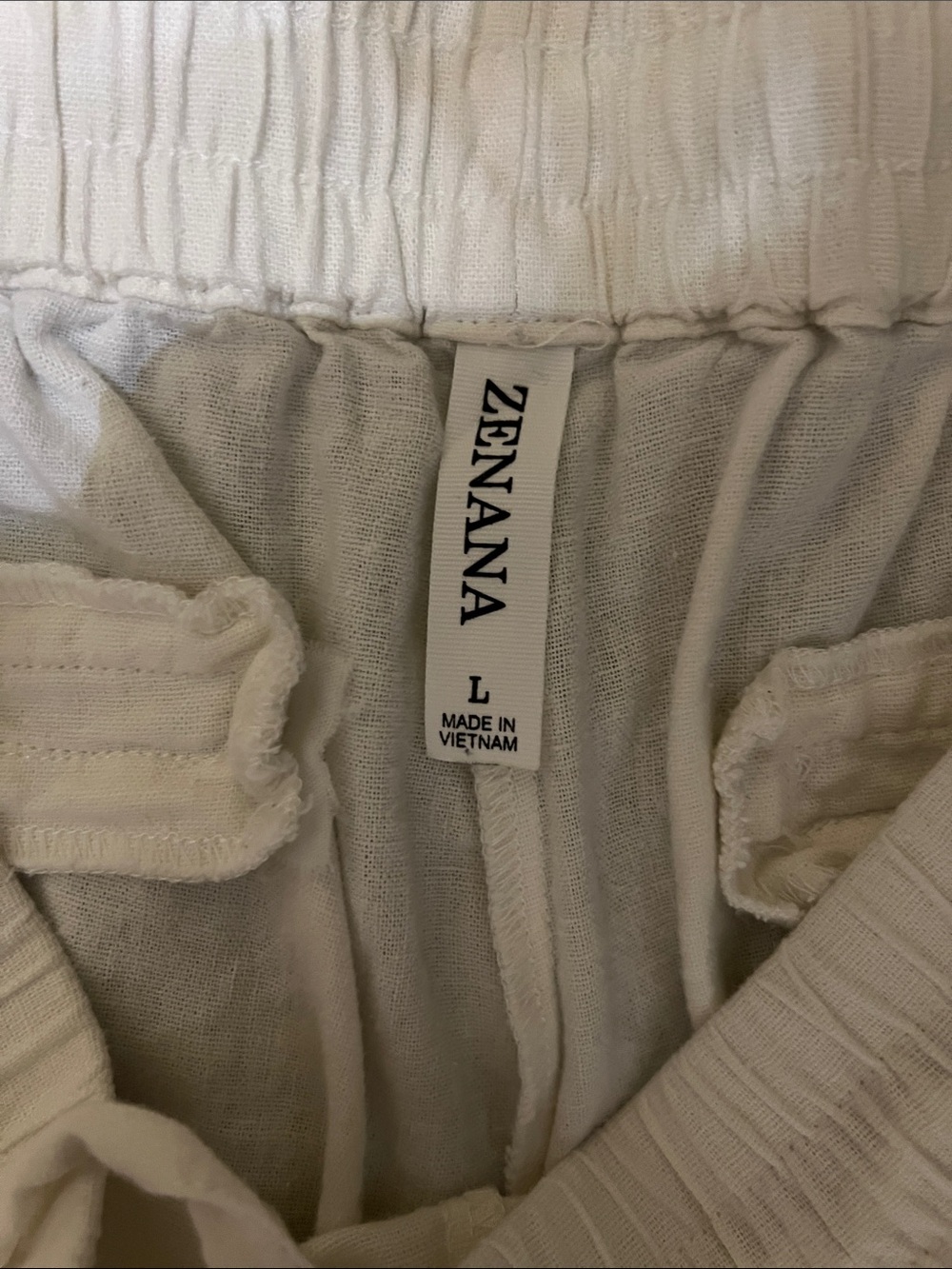 Zenana Outfitters Cream Elastic-Waist Wide-Leg Linen Pants - Picture 2 of 4